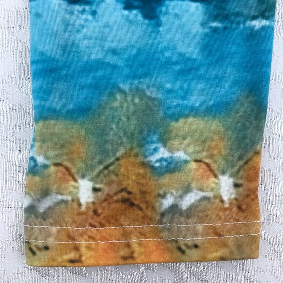 Exclusive Geometric Ombré Multicolor Boho 3/4 Sleeve Tie Dye Pullover Top - Picture 7 of 12